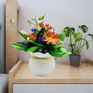 Fleurs décoratives Plante en pot plantes artificielles élégantes pour décoration de bureau à domicile 5 table-tête de fleur pièce maîtresse de mariage