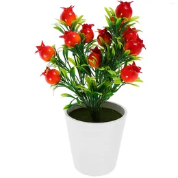 Fleurs décoratives plante en pot simulée de grenade décorations de table de bureau