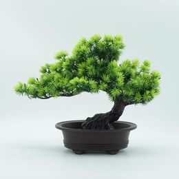 Flores decorativas Planta en maceta Simulación Bonsai Home Office Pine Tree Regalo DIY Ornamento Accesorio realista Artificial