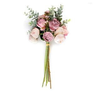 Decoratieve bloemen Praktische bruid eucalyptus boeket kunstmatige bloem roze wit paars voortreffelijk