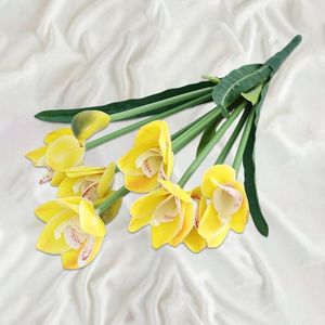 Decoratieve Bloemen Praktische Faux Zijden Bloem Kunstmatige Realistische Home Party Nep Aantrekkelijke Cymbidium Decoratie