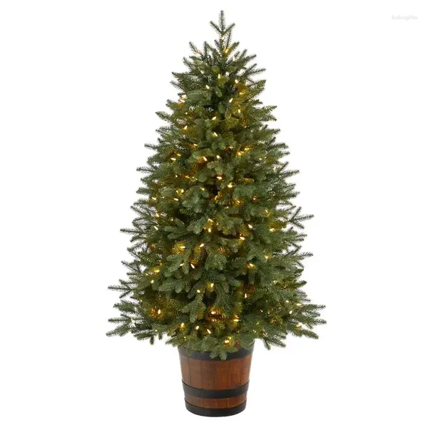 Fleurs décoratives prélite led sapin arbre de Noël artificiel dans un pot de bois naturel