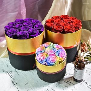 Fleurs décoratives conservées Rose 7 fleur éternelle dans la boîte de mariage décorer fête des mères Noël Saint Valentin pour toujours amour cadeaux pour les femmes