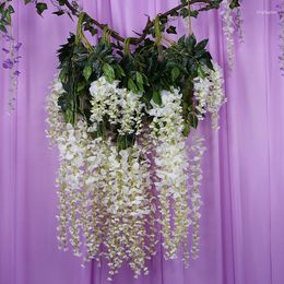Fleurs décoratives jolie 12PC maison rotin bande glycine fleur artificielle vigne pour fête de mariage enfants chambre décoration bricolage artisanat faux