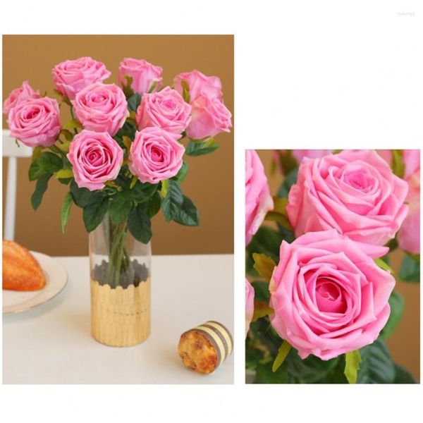 Fleurs décoratives jolie rose artificielle qui ne se fane pas fausse fleur en soie pas besoin d'arroser longue durée de vie amélioration de l'habitat