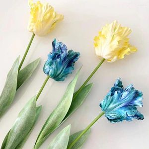 Fleurs décoratives jolies cadeaux 3d Parrot Tulip Real Touch Fake Flower décor artificiel durable pour la fête d'anniversaire