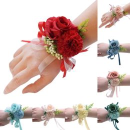 Fleurs décoratives jolies corsage confortables bracelet de demoiselle d'honneur non-l'addition Ajouter l'atmosphère mariée fausse