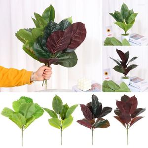 Decoratieve bloemen Props Home Decoratie Bloemarrangement Fake Planten Oak Lifelike Banyan Greenery 9 Faux Leaves Artificial Ficus Branch