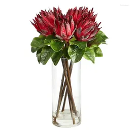 Fleurs décoratives Protea Arrangement floral artificiel en verre en verre violet