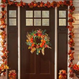 Fleurs décoratives Couronne de citrouille Artificiel Fall Peony Thanksgiving Porte décoration Pendant Garden Courtyard DIY INSTRAUTS POUR RÉCLANGE