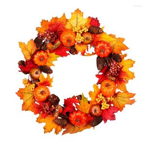 Couronne de fleurs décoratives en forme de citrouille, guirlande de fleurs artificielles, pour la récolte d'automne, décoration d'halloween et de Thanksgiving