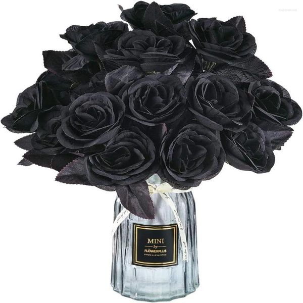 Flores decorativas Pure Black Single Rose Halloween Ghost Festival Horror Estilo gótico Serie Dark Bouquet Decoración de jardines de fiesta