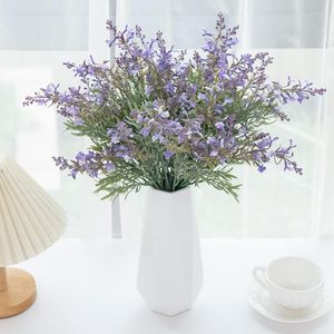 Fleurs décoratives violet 1 PC lavande plastique artificielle fausse plante pour mariage décoration de la maison Table de noël fournitures de fête