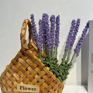 Fleurs décoratives violet lavande artificielle Crochet tricoté à la main faux Bouquet de plantes décoration de mariage de noël décor à la maison