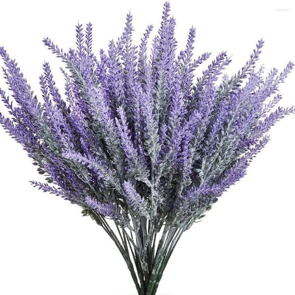 Flores decorativas, ramo de lavanda artificial púrpura, planta falsa para decoración del hogar, jardín, Navidad, decoración de boda, jarrón, accesorios para interiores