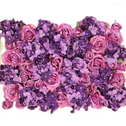 Flores decorativas Púrpura Seda Artificial Rose Hidrangea Fondo de pared Fondo de boda Decoración Boho Decorazioni por Esterni