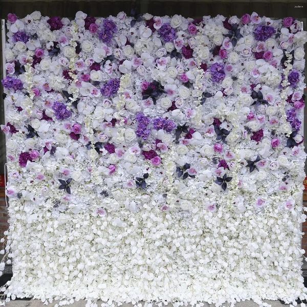 Fleurs décoratives violet dégradé Simulation fleur fond mural 5D Base en tissu pour toile de fond de fête Po