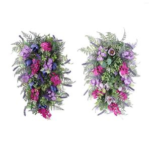 Decoratieve Bloemen Paarse Tulp Muur Hangende Swag Kunstbloem Wijnstok Nep Tulpen Simulatie DIY Lente Voordeur Krans Huis Tuin