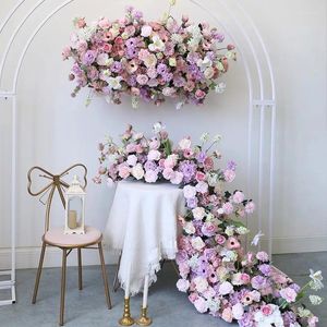 Fleurs décoratives Purple Wedding Arch Coltre décor artificiel Arrangement de fleurs de fleur en suspese