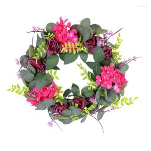Fleurs décoratives Boulonneuse Couronne de rose Spring artificiel pour la porte d'entrée Décorations de mariage