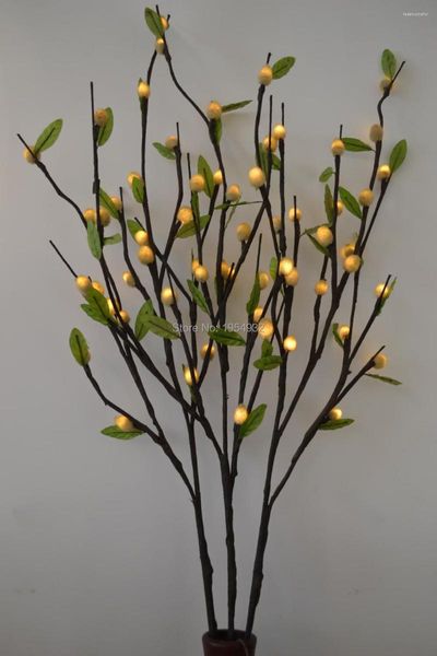 Fleurs décoratives Pussy Willow Branch Light 40 'avec 60Led Plus décoration de feuille verte adaptateur 3V (transformateur) printemps