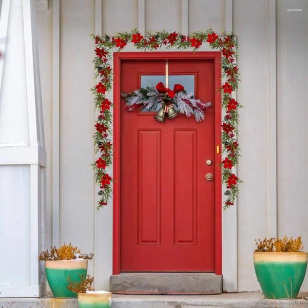 Guirlande de fleurs décoratives en Pvc, décoration de noël, fausse verdure festive avec vigne simulée pour fête à la maison