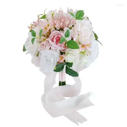 Fleurs décoratives Q1JB, magnifique bouquet de fleurs artificielles à main, délicate pour fête de mariage de la mariée