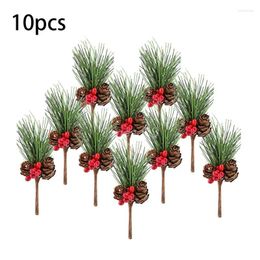 Fleurs décoratives Q6pe 10 pièces tiges rouges Pincecone artificiel Snow Bush pour la ferme durable