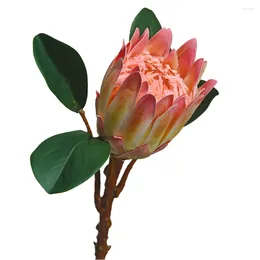 Fleurs décoratives QSM 1 tige 52 cm King artificiel Protea Silk Real Touch Tropical Bouquet Decor