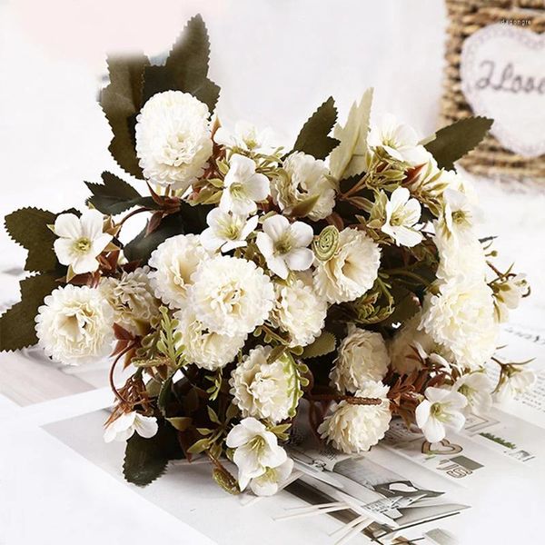 Fleurs décoratives QSM fleur artificielle faux tissu de soie marguerite petit mariage ancien 2 Pack lilas bureau chambre El magasin décor