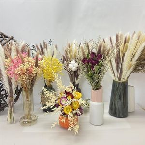 Fleurs décoratives Réel Roseau Séché Pampas Phragmite Herbe Décoration Fluffy Mariage DIY Bohème Naturel Bouquet Pour La Maison Salon