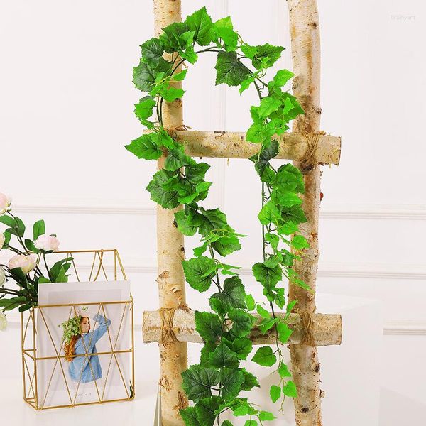 Fleurs décoratives Real Touch 180 cm Plantes artificielles Creeper Greenery Feuilles Ivy Vine Home Garden Decor Wall suspendu Garland Plastic Silk