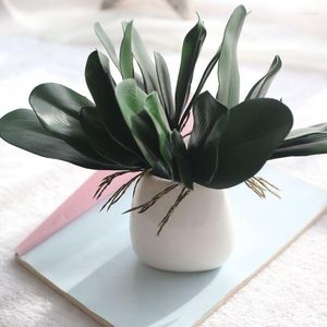 Decoratieve bloemen Real Touch Artificial Magnolia Leaf 3 Heads Pe Hand Feel Simulation Plant Decoration for Home Party El Table 1PCS