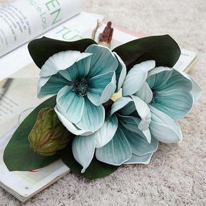 Decoratieve Bloemen Real Touch Kunstmatige Magnolia Mooie Simulatie Met Bladeren DIY Handgemaakte Bruiloft Woondecoratie