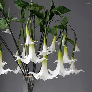 Decoratieve Bloemen Real Touch Grote Kunstbloem Elastisch PU Datura Luxe Morning Glory Bruiloft Decoratie Thuis Woonkamer Bloemen