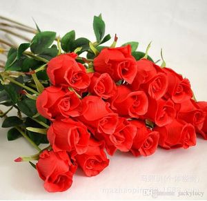 Fleurs décoratives Real Touch Élégant PU Rose Simulation Artificielle Bouquet D'ornement De Noël Pour Les Centres De Mariage Décorations