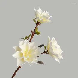 Fleurs décoratives Real Touch Magnolia Artificiel 2024 Big Fall Branch Fake Flower Wedding Home Decoration