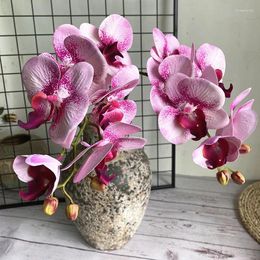 Flores decorativas, rama de orquídea de plástico de tacto Real, mariposa Artificial falsa para decoración de boda y hogar, Flores artificiales