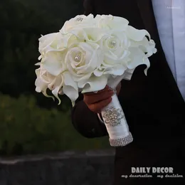 Flores decorativas toque real pu rosa cala lily boda nupcial ramo de novia Novia sosteniendo / sostenga a mano flor artificial flor