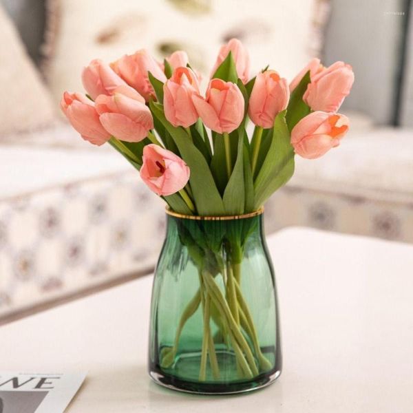 Fleurs décoratives vraie touche Silicone tulipe chambre décor fête de mariage maison fleur artificielle FakeBouquet fausse plante