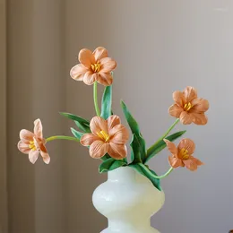 Fleurs décoratives Real Touch Tulips Fleur artificielle Beautiful Pu Opening Tulip Fake Branch pour la décoration de fête de mariage à la maison