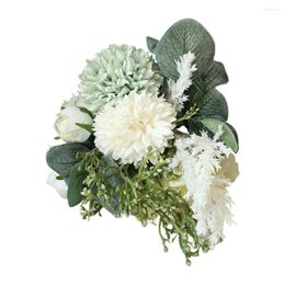 Decoratieve bloemen echte aanraking met stengel romantisch chrysanthemum bruids boeket lichtgewicht roos hydrangea thuiskantoor kunstmatige bloem