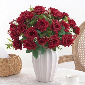 Fleurs décoratives Roses réalistes de longue durée artificielles avec une grande fidélité de décoration de fête de mariage pour une superbe PO