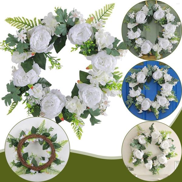 Flores decorativas Corazón realista Simplemente algodón suave Rondas Ramas muertas Guirnalda blanca Decoración colgante Simulación de vacaciones Flor Rota