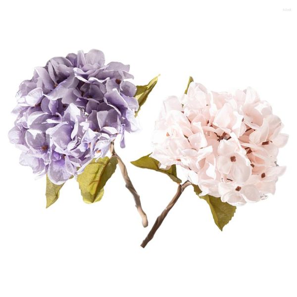 Fleurs décoratives réaliste hortensia fleur bricolage Bouquet Arrangement artificiel accessoire décorations tiges Faux
