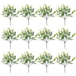 Fleurs Décoratives Réaliste Eucalyptus Artificiel Réutilisable Avec Tige 12pcs / set Faux Plantes Vertes Non-flétries Pour La Décoration De La Maison Non