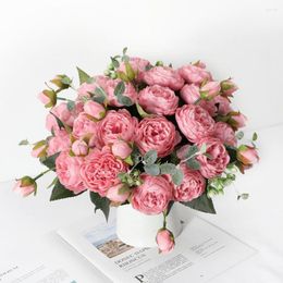 Fleurs décoratives réaliste Simulation pivoine ornementale bricolage centres de Table Faux soie fleur décor à la maison