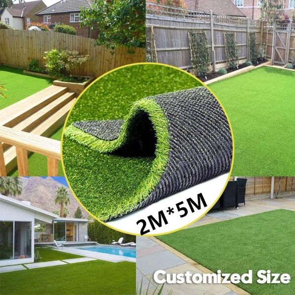 Fleurs décoratives réalistes gazon artificiel synthétique 2M 5M d'épaisseur Faux intérieur extérieur paysage pelouse tapis pour chien de compagnie pour jardin