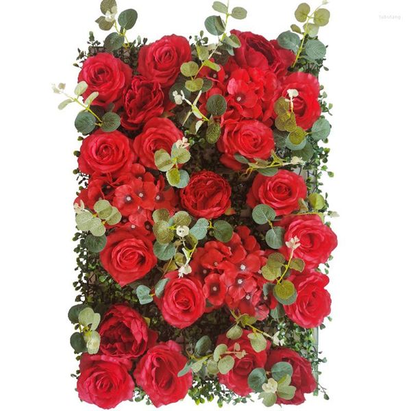 Fleurs décoratives rouge artificielle Rose mur plantes vertes décor de mariage décoration de noël fête d'anniversaire toile de fond accessoires de photographie