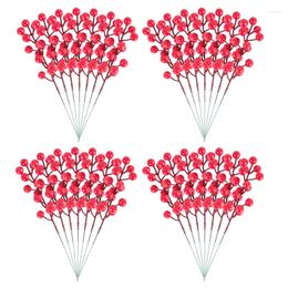 Decoratieve Bloemen Rode Bessen Stengels 24 Pack 7,9 Inch Kunstmatige Kerst Bessen Hulst Picks Tak Voor Boom Diy Krans Party